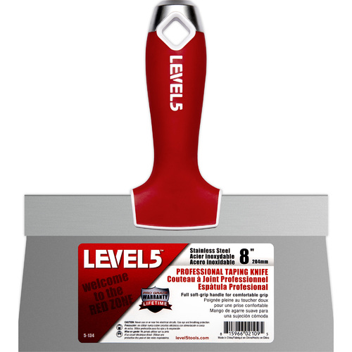 LEVEL5 8" stainless steel taping knife - soft grip handle