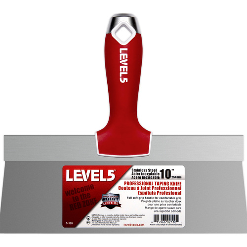 LEVEL5 10" stainless steel taping knife - soft grip handle