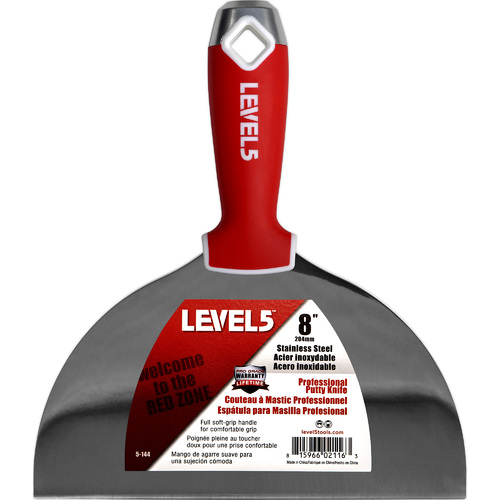 LEVEL5 8" stainless joint/putty knife - soft grip handle