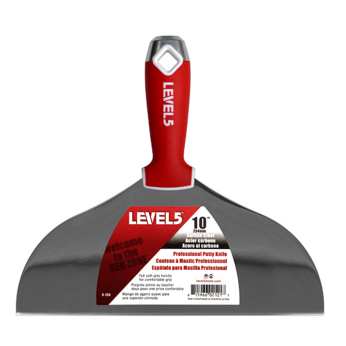 LEVEL5 10" carbon steel joint/putty knife - soft grip handle