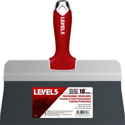 LEVEL5 10" blue steel big back taping knife - soft grip handle