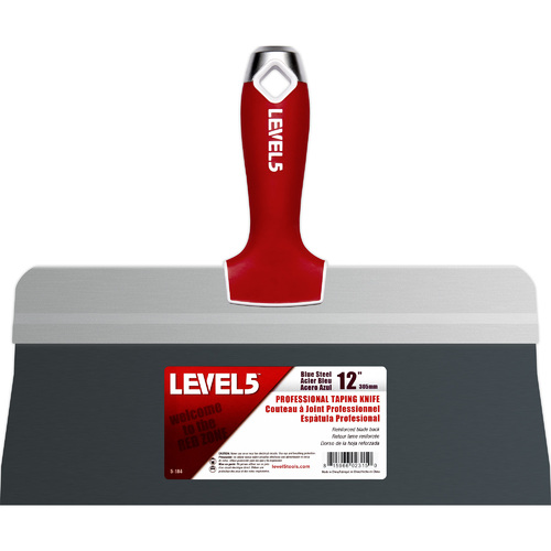 LEVEL5 12" blue steel big back taping knife - soft grip handle