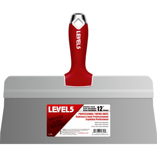 LEVEL5 12" stainless steel big back taping knife - soft grip handle